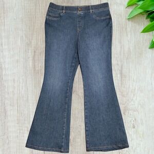 Spanx Pull on Jeans Size XL (34"x28") High Rise Flare Blue Denim Worn Once‎